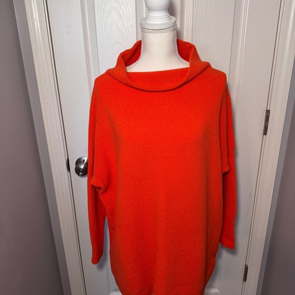 Free People Oversized Orangish-Red Mock Neck Sweater - Picture 2 of 16